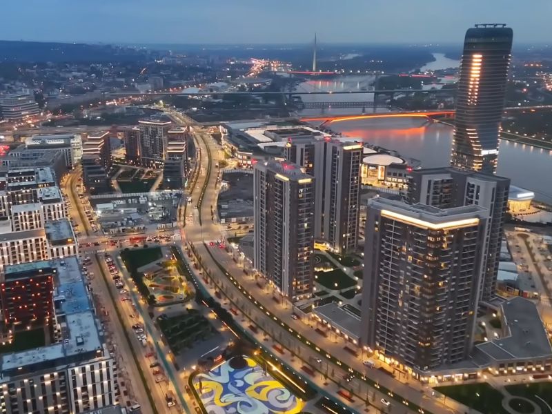 Beograd na vodi snimljen iz ptičije perspektive 