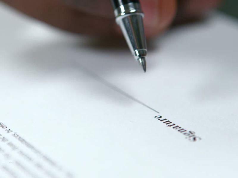 osoba potpisuje papir